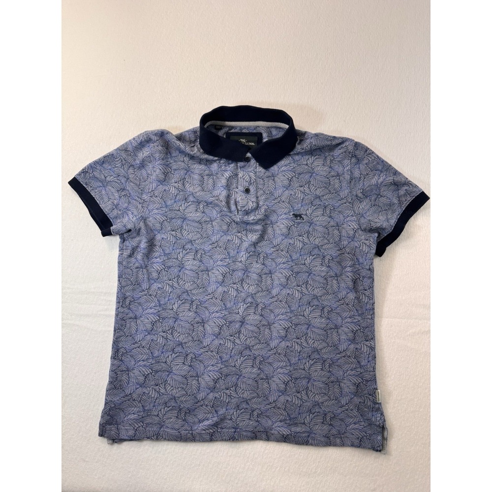 Rodd & Gunn Polo Shirt Mens Large Blue Floral Leaf Print Sports Fit Short Sleeve